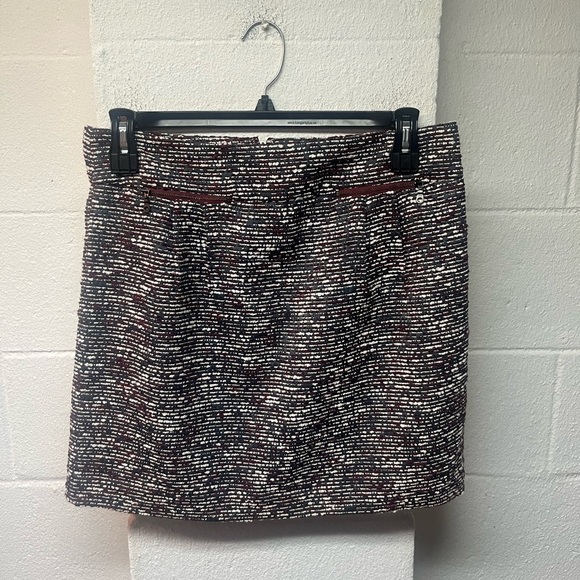 LOFT Dresses & Skirts - LOFT Burgundy and Gray Tweed Mini Skirt
